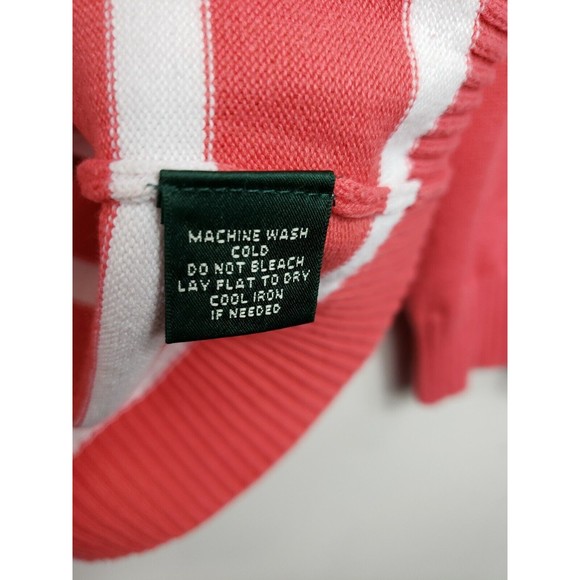 Womens Ralph Lauren Medium Sweater Striped White Pink w/ Cotton Stretch - Picture 4 of 11